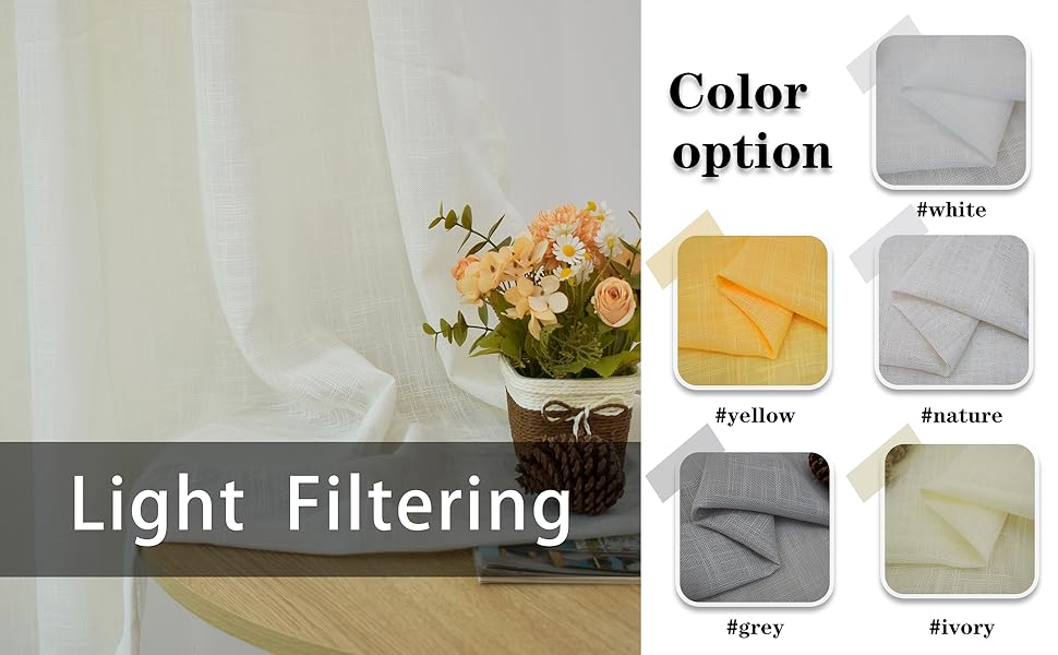 4 Pieces Ivory Valance 16 inch for Windows Sheer Short