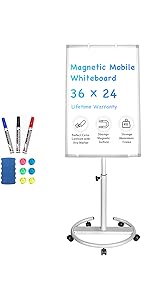 mobile whiteboard 36 x 24 silver