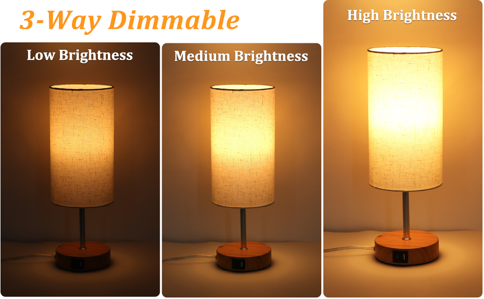 Dott Arts Table Lamp for Bedroom,3 Way Dimmable Touch Bedsides Lamp