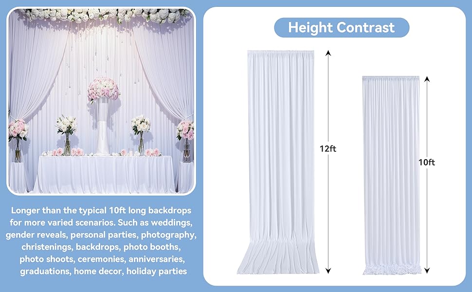 12ft white backdrop drapes
