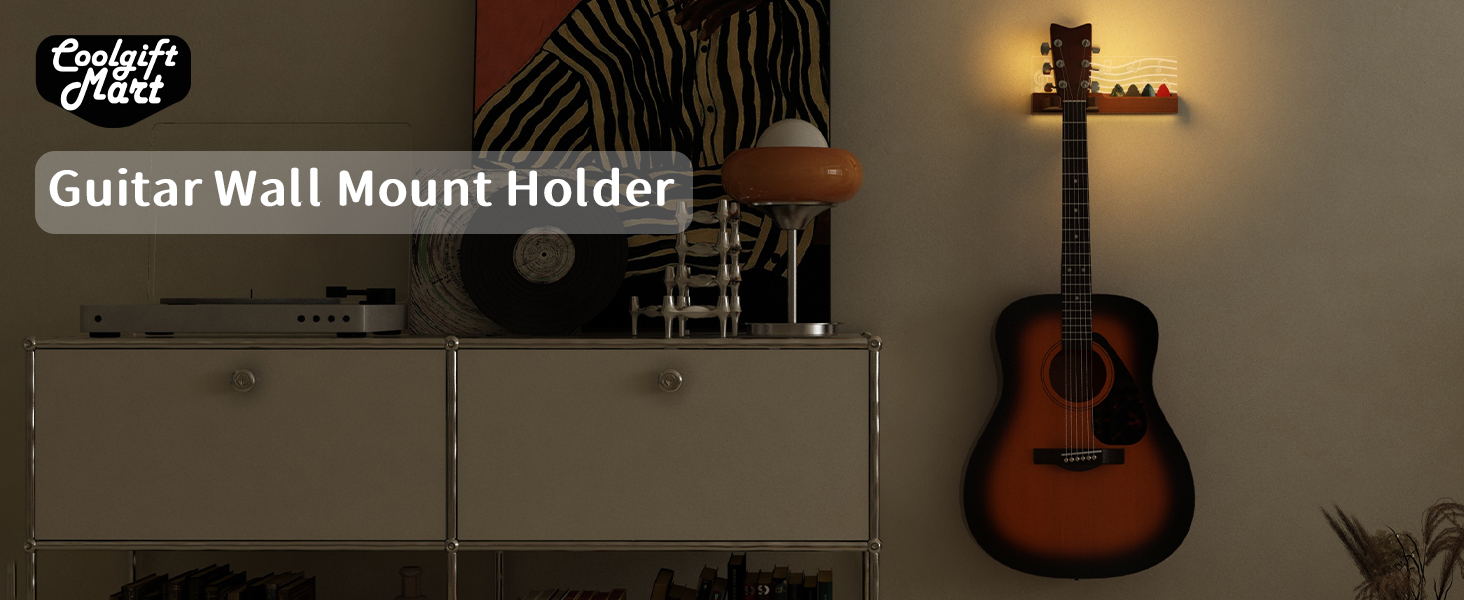 CoolGift Mart WallMounted Guitar Stand with LED Illumination USB Powered, Musical