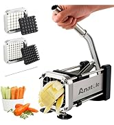 Anatole Professional French Fry Cutter with 1/3'' 1/2'' Stainless Steel Blades Manual Potato Cutt...