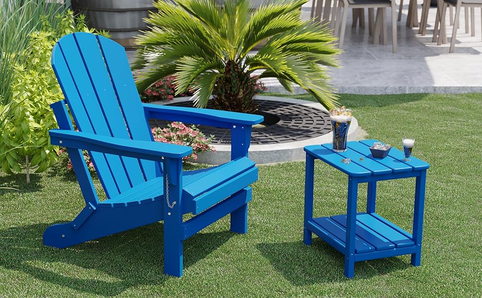 BASCWIHOM Outdoor Side Tables, Poly Lumber Adirondack Side
