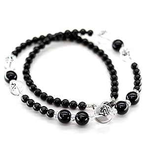 ハンドメイド ブレスレット 黒金天然石の青龍と梵字 ハンドメイド ブレスレット 黒金天然石の青龍と梵字