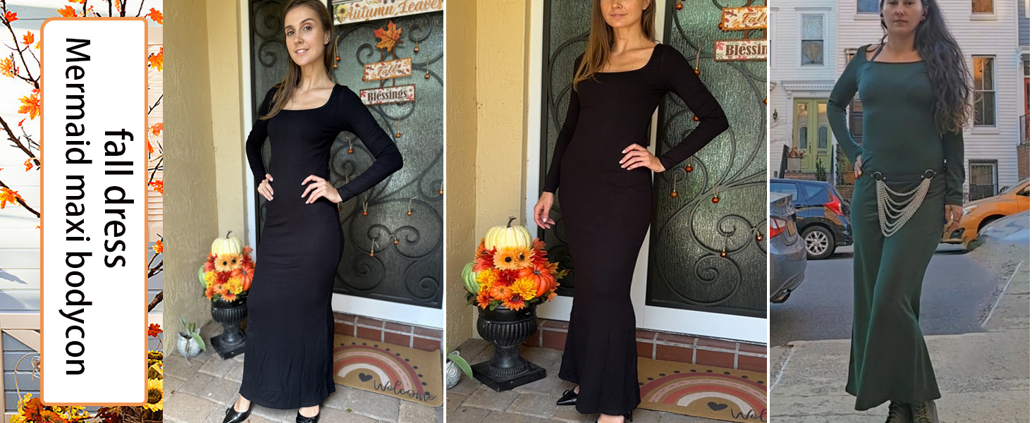 Ezbelle Women's Sexy Long Sleeve Bodycon Maxi Dresses Fall