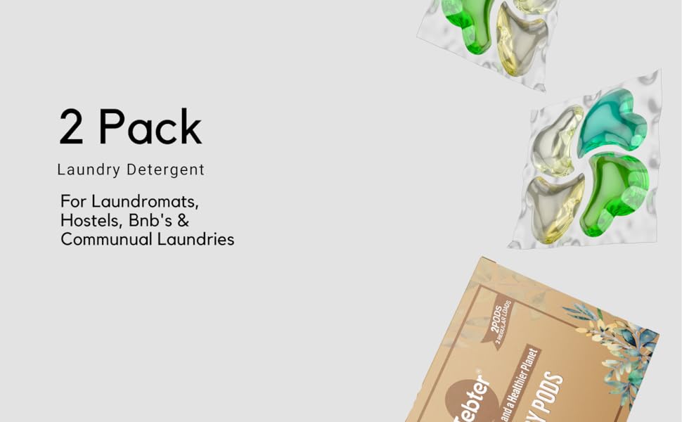 2 pack laundry detergent especially for laundromats, hostels, airbnb's and communual laundries