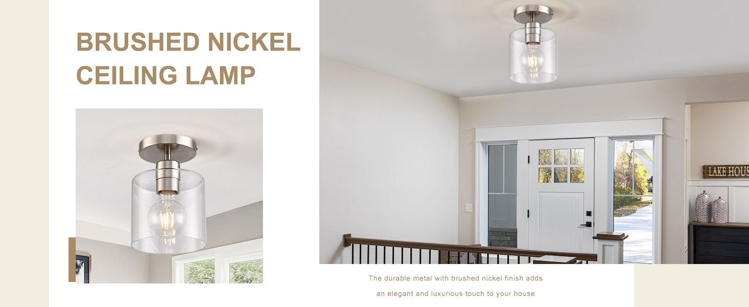 brushed nickel flush mount ceiling light