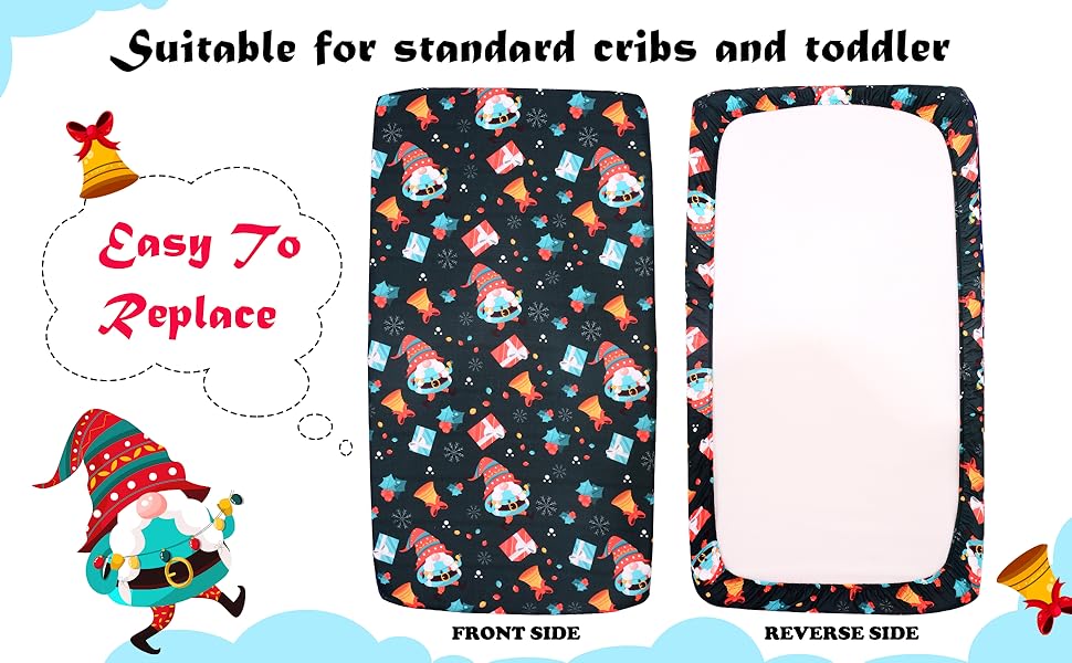 Christmas Crib Sheet, Fitted Crib Sheet with Santa Claus