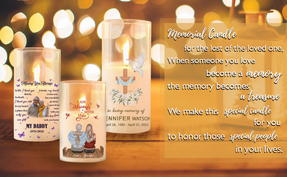 BROWN FACTORY Personalized Flameless Memorial Candle