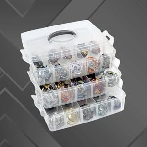 (中身あり)ベイブレードパーツ収納ボックス Amazon.co.jp: ベイブレード ケース 30個収納 クリアケース 収納
