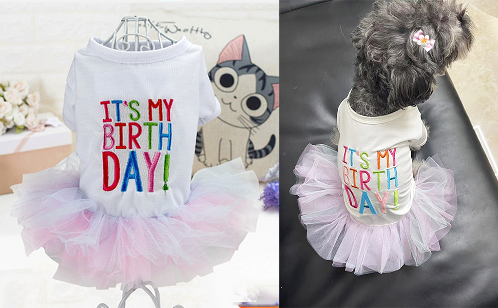 ANIAC Girl Dog Birthday Tutu Dresses Puppy Lace Skirt and