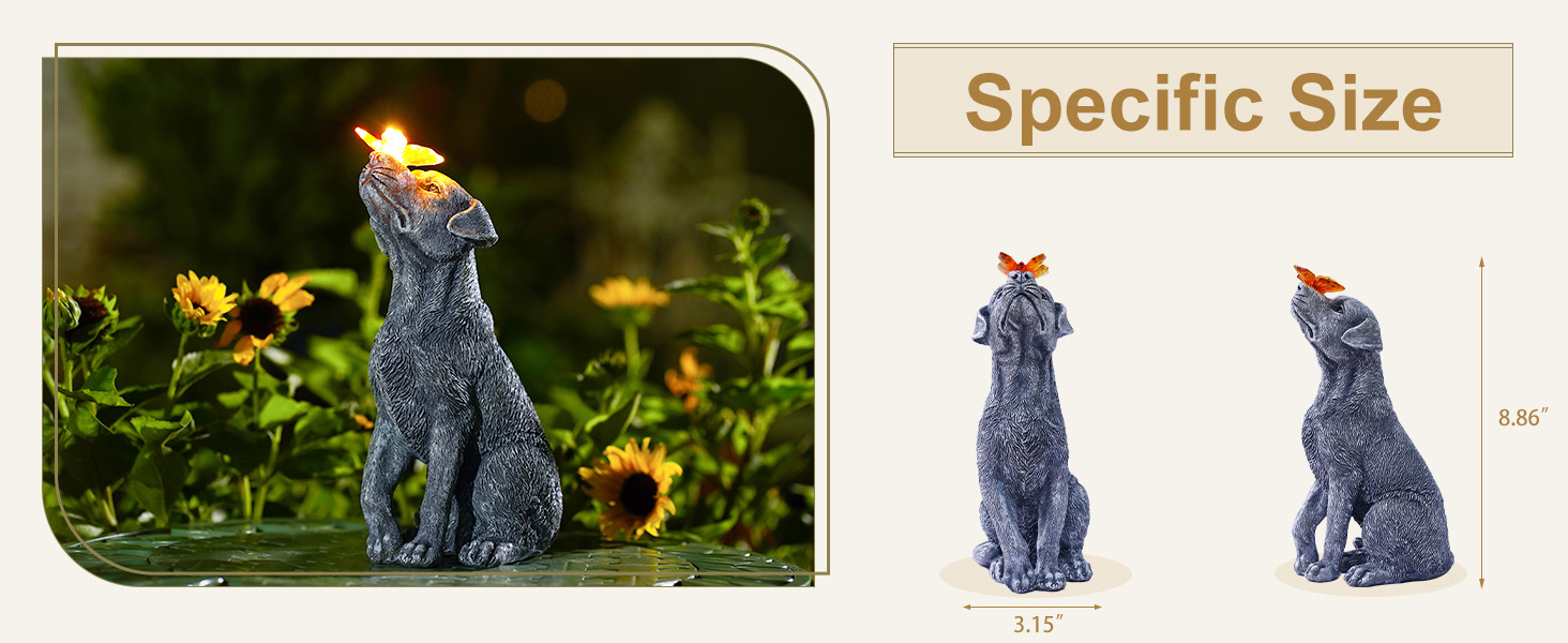 Text reads 'Specific Size'. Product image showing a wooden pet gate or barrier with mesh panels and decorative finials on top.