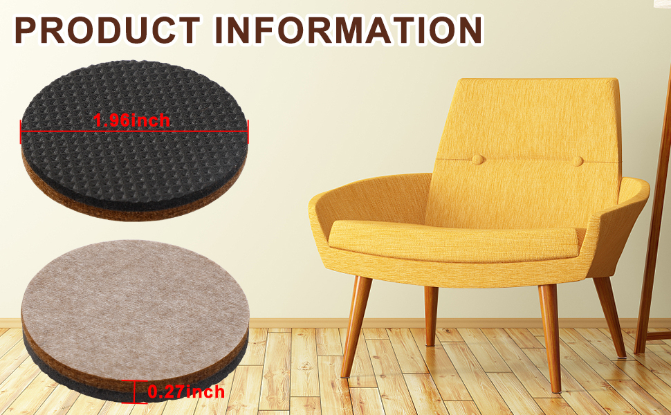 FGSAEOR 2”Self Adhesive EVA Felt Furniture Pads for Hardwood Floors, 24