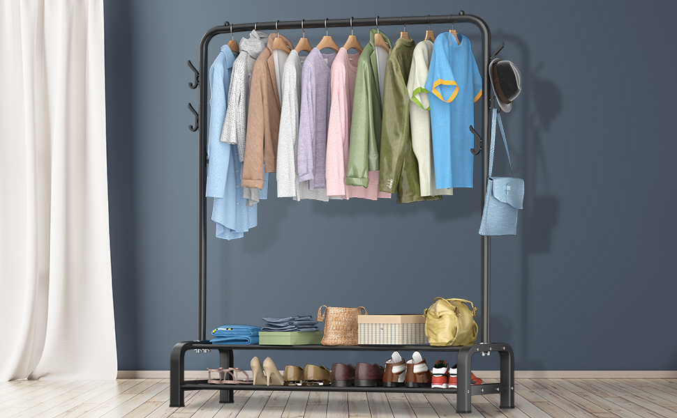 LOEFME Clothes Rail, Clothes Rails for Bedroom, Heavy Duty Clothes Rack