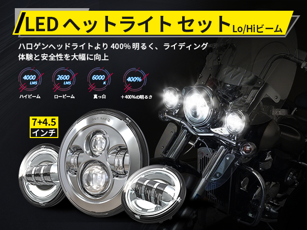 ショベルヘッド フォグランプ  ヘッドライト ショベルFLHのヘッドライトとフォグをプロジェクターLED化