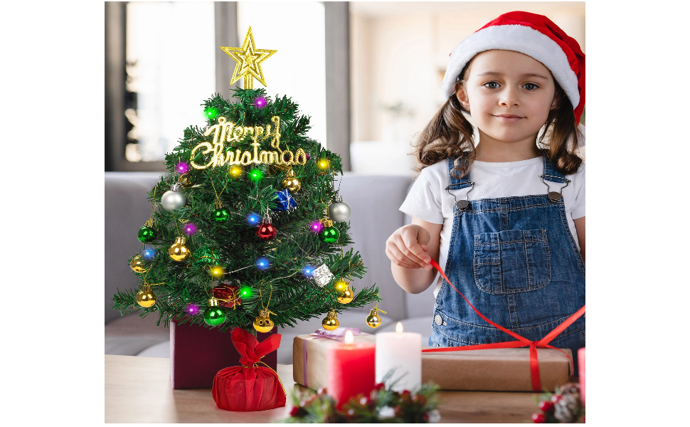 Tabletop Mini Christmas Tree, 24"/60cm Artificial Small Xmas Pine Tree