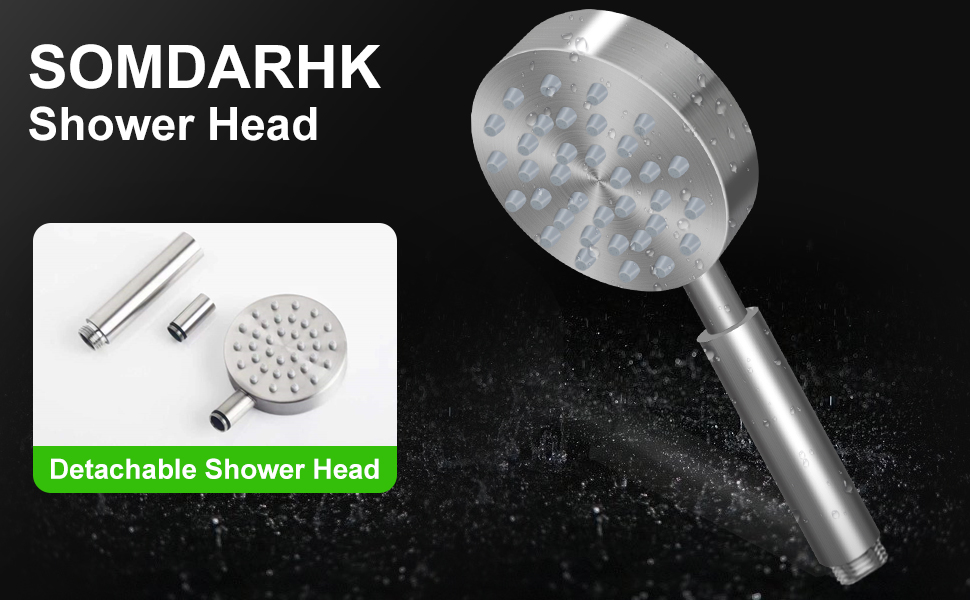 Shower Head 304 Stainless Steel Shower Heads,Detachable Handheld