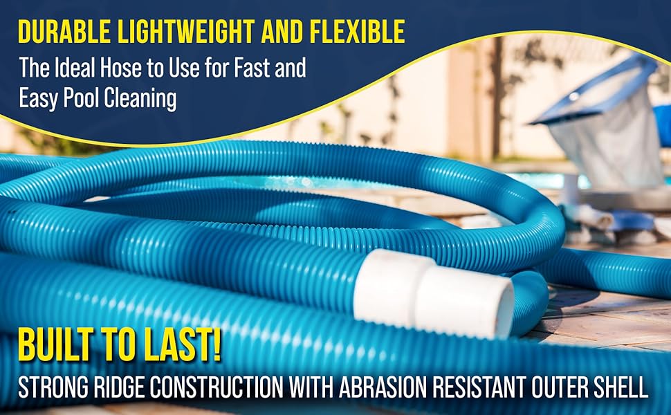 25' above-ground pool vacuum hose, 1-1/2", swivel cuff, cut-to-fit, works with pumps and filters
