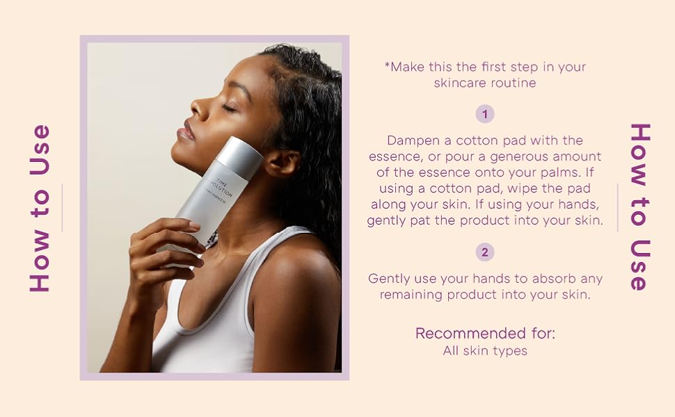 A model holding facial toner and essence.