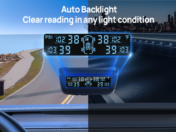 Masoll Tire Pressure Monitor System with auto backlight function,clear reading in any condition