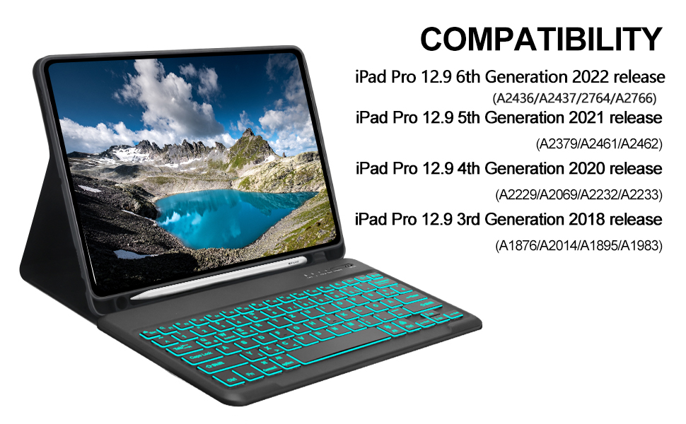 KVAGO Keyboard Case for iPad Pro 12.9 inch (6th, 5th gen