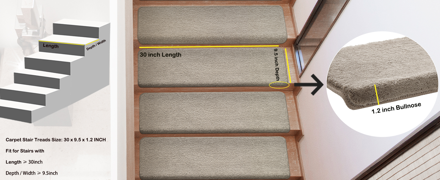 Cream Gray Plush Stair Treads