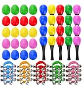 Cididu 60 Pcs Kids Musical Instruments with 20 Pcs Egg Shaker, Wrist Hand Band Bells and Sand Ham...