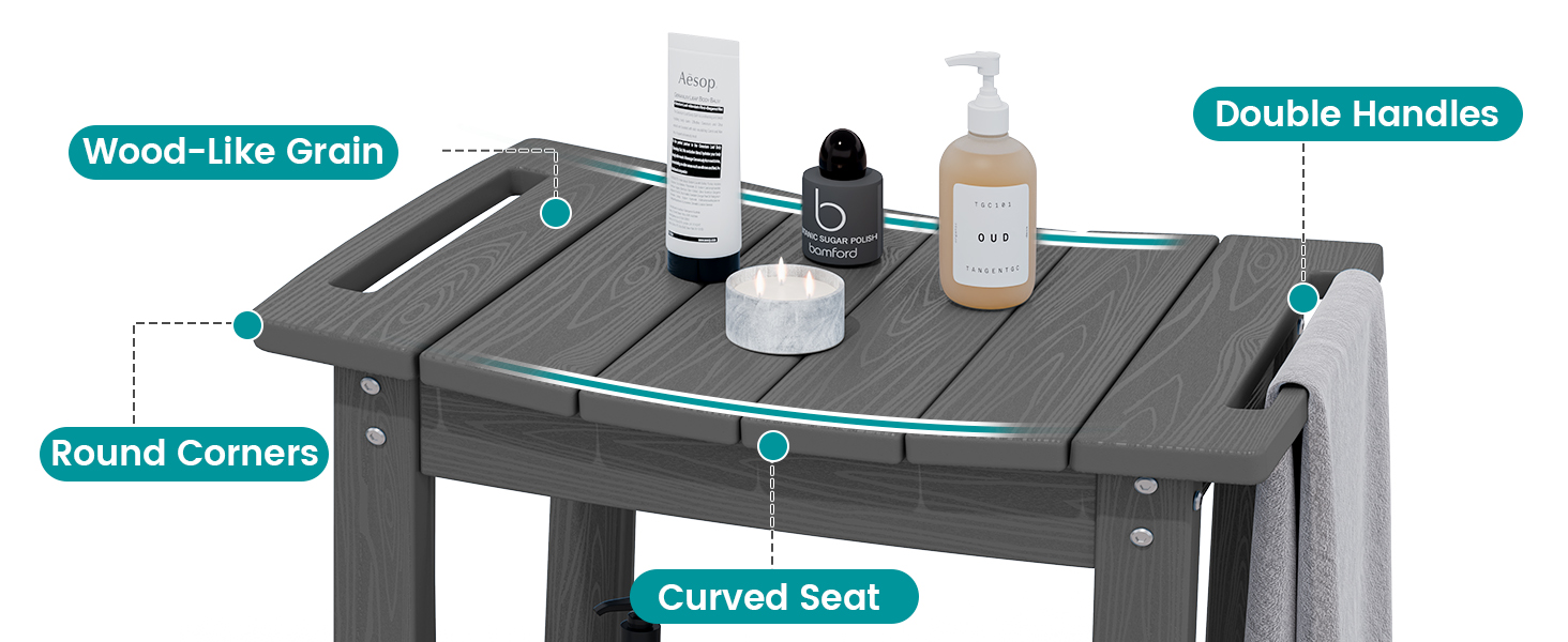 SERWALL Shower Bench, HDPE Shower Bench for Inside Shower