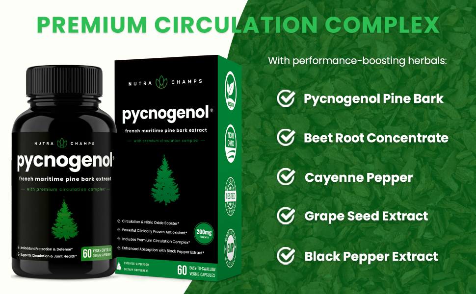 Pycnogenol Pine Bark Premium Supplement with 200mg Herbal