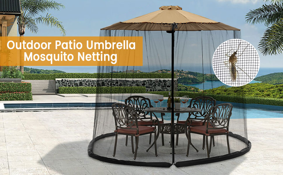 Mingfuxin Patio Umbrella Mosquito Netting, Universal Outdoor Patio Umbrellas Mesh Screen