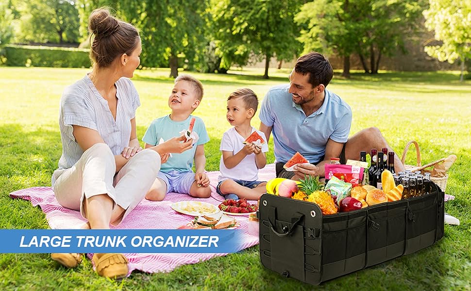 MOJIOO Large Trunk Organizer with Removable Cooler BagCollapsible