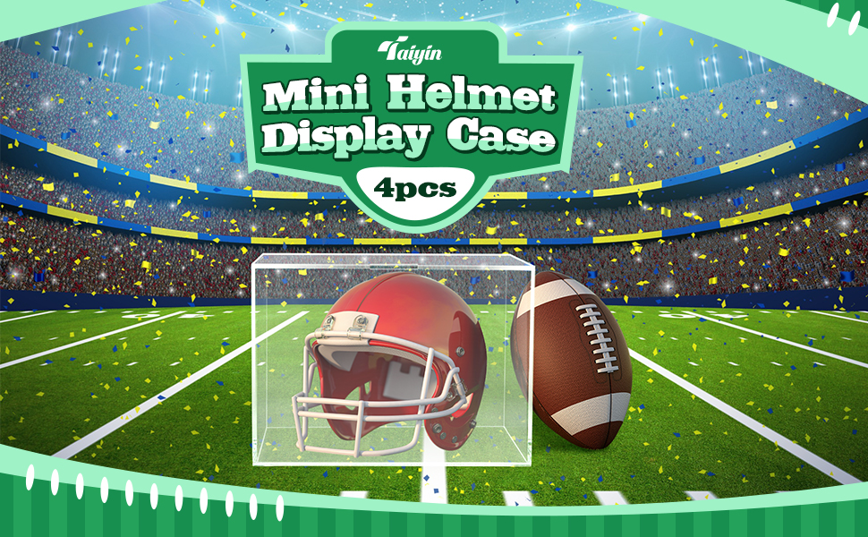 4 Pcs Mini Helmet Display Case, Acrylic Clear Mini