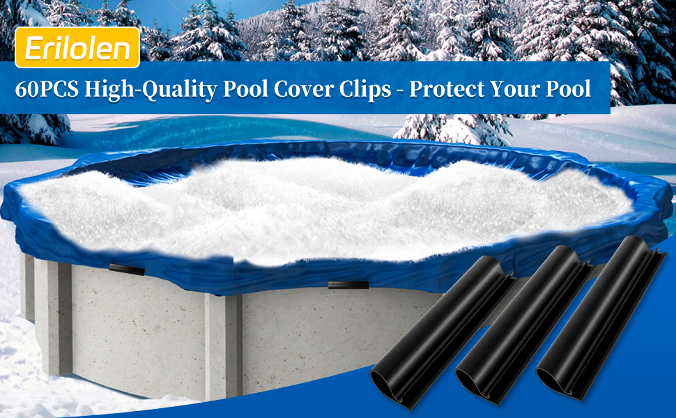 Erilolen 60 PCS Pool Cover Clips for Above Ground Pools, 5