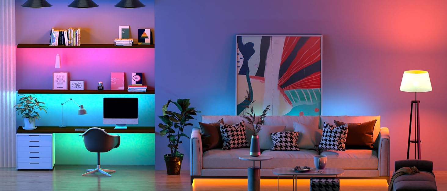 16.5Ft Outdoor Waterproof LED Strip Lights, 300 LEDs Music Sync RGB IP65 Led Lights