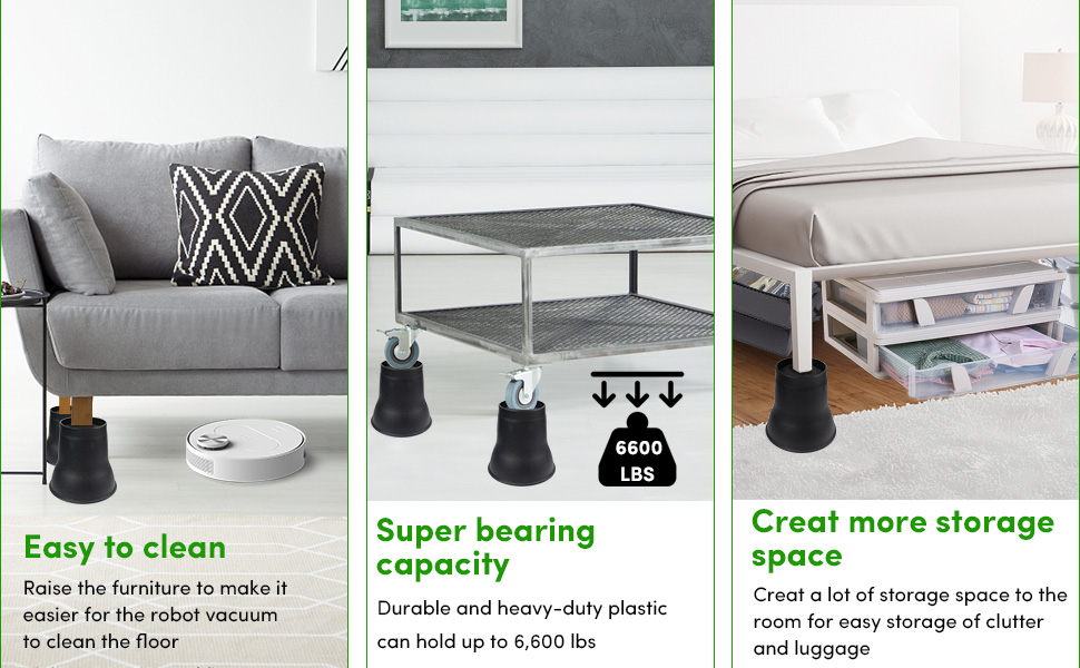 DEDU Bed Risers 6 Inch Heavy Duty 9 Pack, Furniture Risers