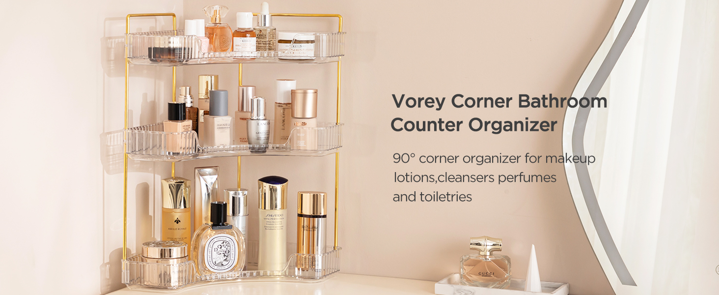 Vorey Bathroom Countertop Organizer 3 Tier Corner Makeup