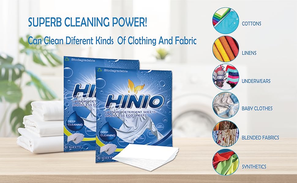Hinio Laundry Detergent Sheets 60 Count (Pack of 2) Fresh