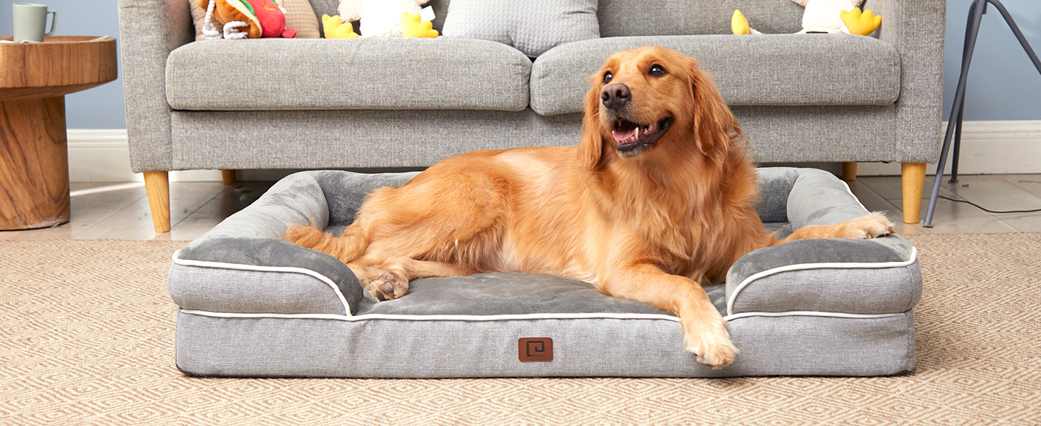 EHEYCIGA Memory Foam Orthopedic Dog Bed XL with Sides, Waterproof Liner