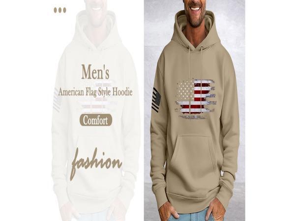 ZXCTKA Men's American Flag Patriotic Graphic Long Sleeve