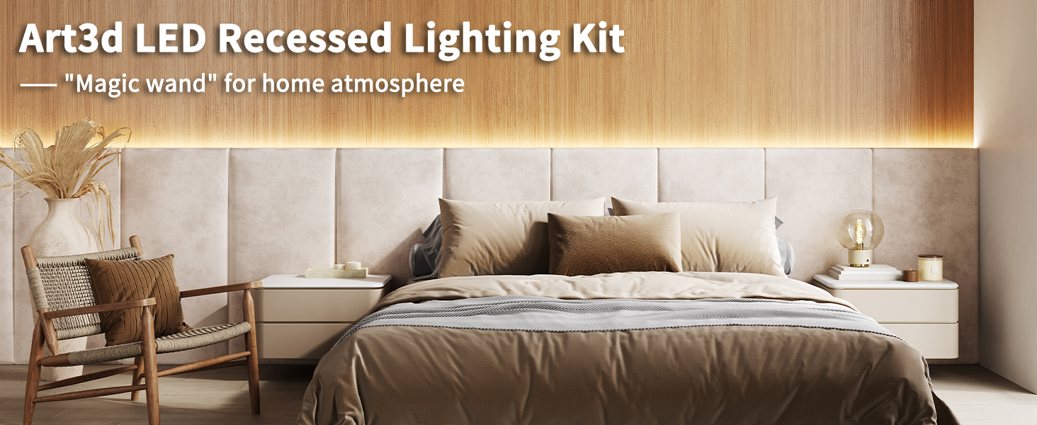 Art3d LED Recessed Lighting Kit - 6pcs Self-adhesive White LED Light with Smart Switch