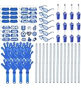 Gameza Blue Team Spirit Week Accessories, 84PCS Hand Clappers Whistles Shutter Glasses and Eye Bl...