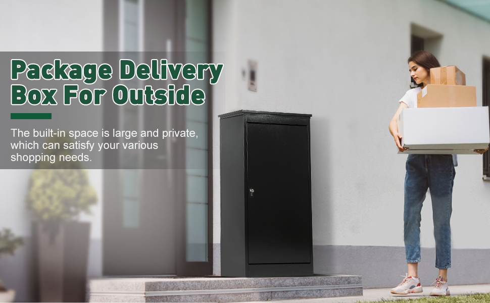 Package Delivery Boxes for Outside, Extra Large Black Parcel Drop Box