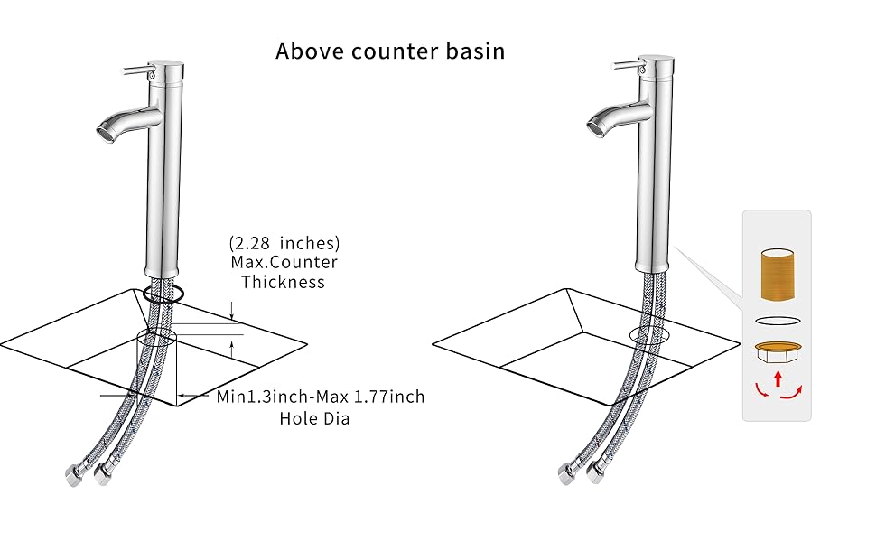 Bathroom Faucet GGStudy Single Handle 1 Hole Tall Body