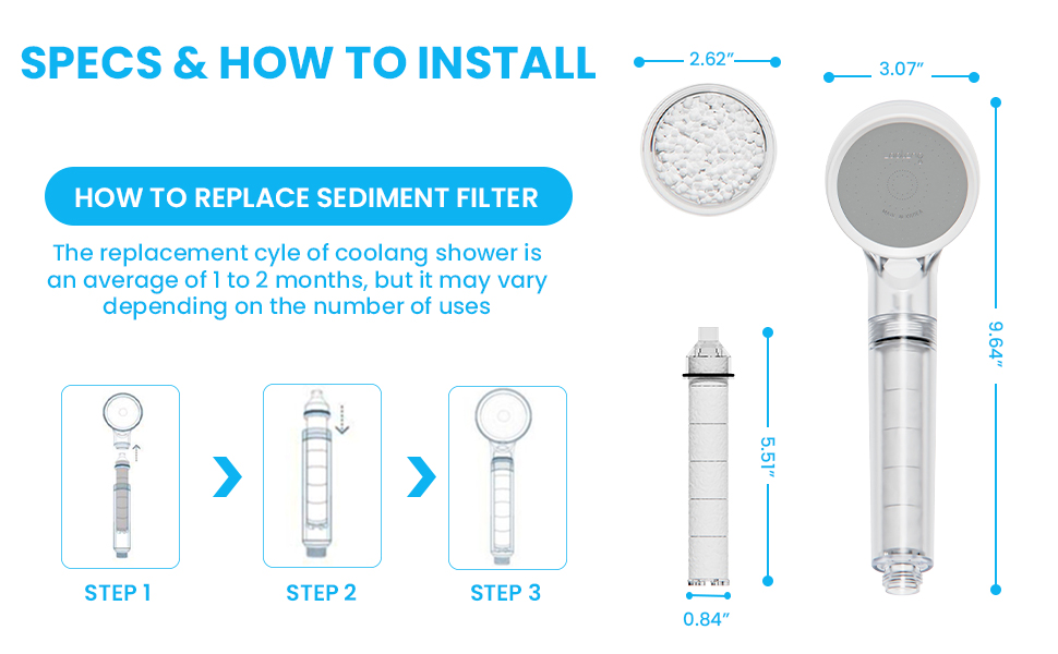 COOLANG One Shower Head CECcertified, HighPressure, Low Flow, Water