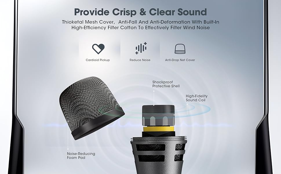 TOPEV Wireless Microphones Set.Rechargeable Microphone UHF Antijamming