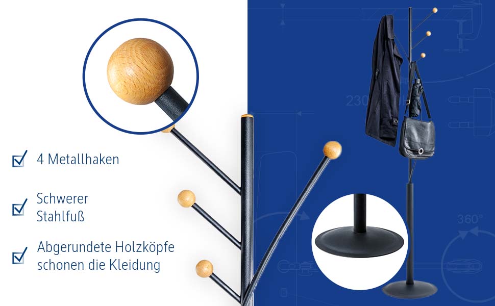 Maul Garderobenständer MAULaura | moderne, platzsparende Standgarderobe ...