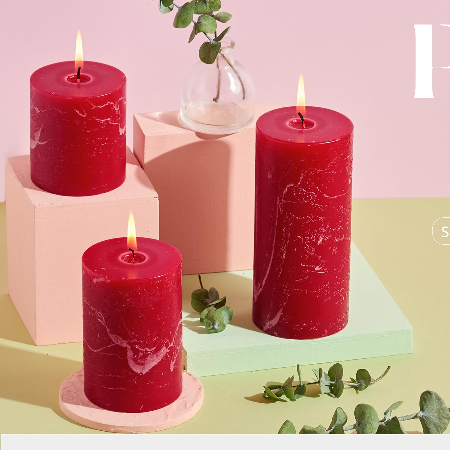 Simply Soson Rustic 3x6 Dark Moss Green Pillar Candles Set