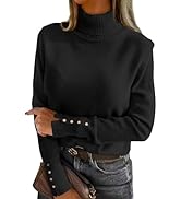 ANRABESS Turtleneck Sweaters for Women 2025 Fall Long Sleeve Dressy Casual Soft Knitted Button Ba...