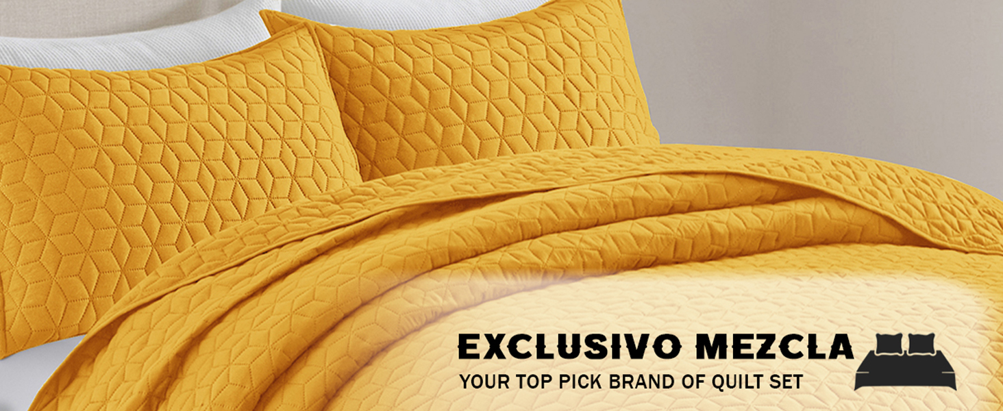 Exclusivo Mezcla 3Piece Navy Blue King Size Quilt Set