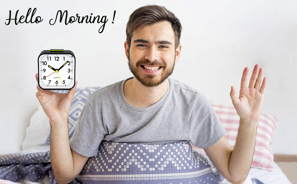 Jcobay Battery Powered Alarm Clock Bedside Non Ticking Silent Desk